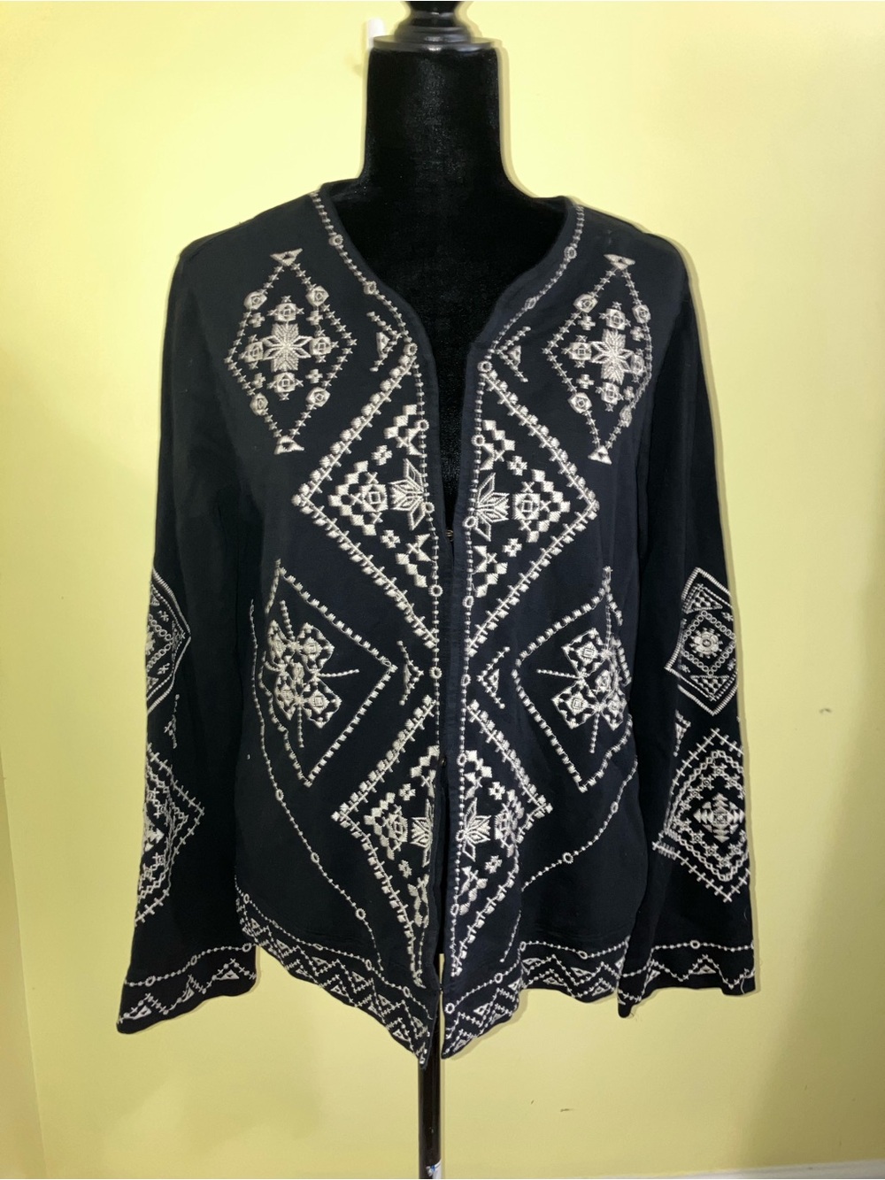 Johnny Was embroidered cotton cardigan jacket blazer top JWLA size M boho